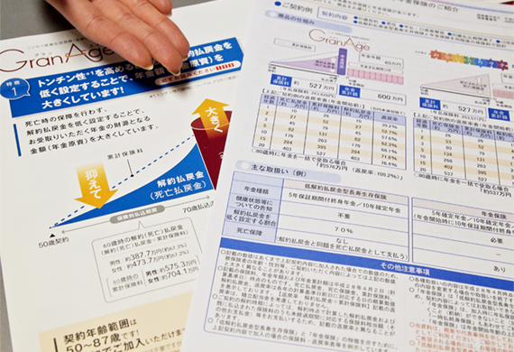 日本生命ではトンチン保険の提案書に年金保険との比較を明記し、契約者の理解不足を防いでいる