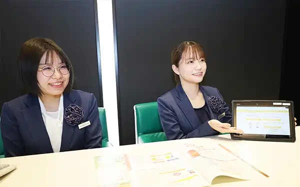 おかやま信金は「預かり資産ナビ」と「人生設計」を活用して顧客のライフプランに合った提案をしている（2月17日、おかやま信金本店）