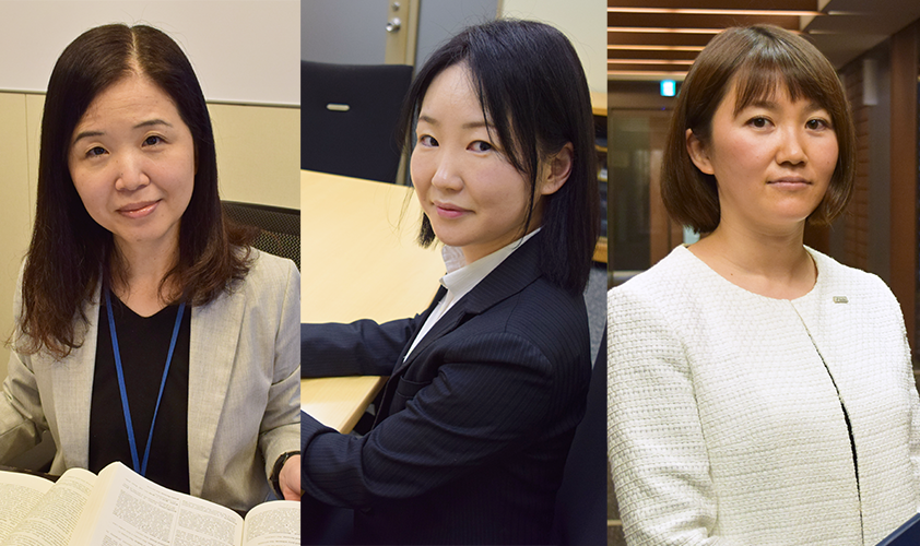 左からみずほ銀行 河野 朋子 次長、三菱UFJ銀行 佐藤 絵里 調査役、三井住友銀行 上村 日名子 部長代理