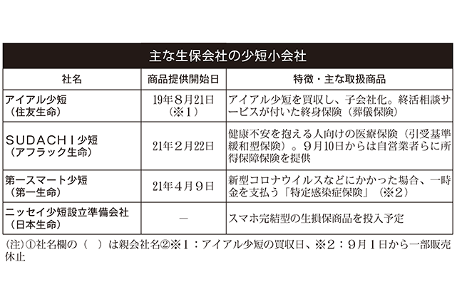 主な生保会社の少短子会社