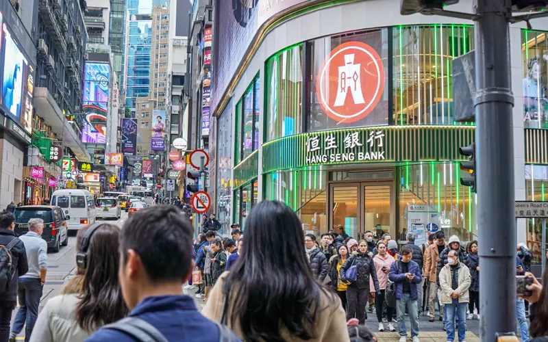 観光客で混雑する香港の金融街・中環エリア（１月23日）