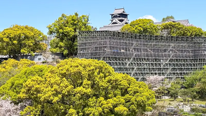 復旧が進む熊本城（４月７日、熊本市内）